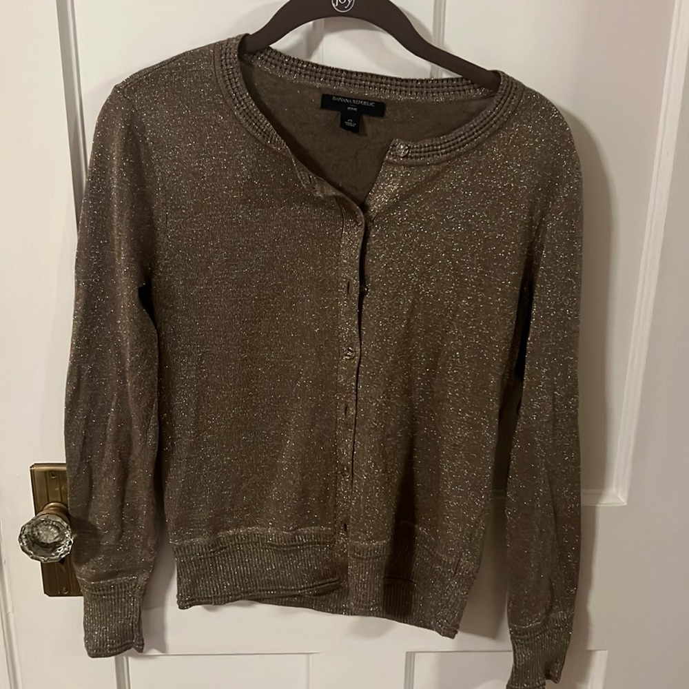 Banana republic factory gold sparkle cardigan. Size PS